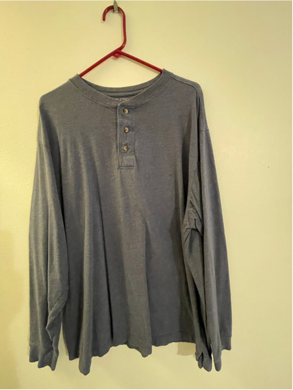 Men's Puritan Long Sleeve Henley Shirt Blue Size XL